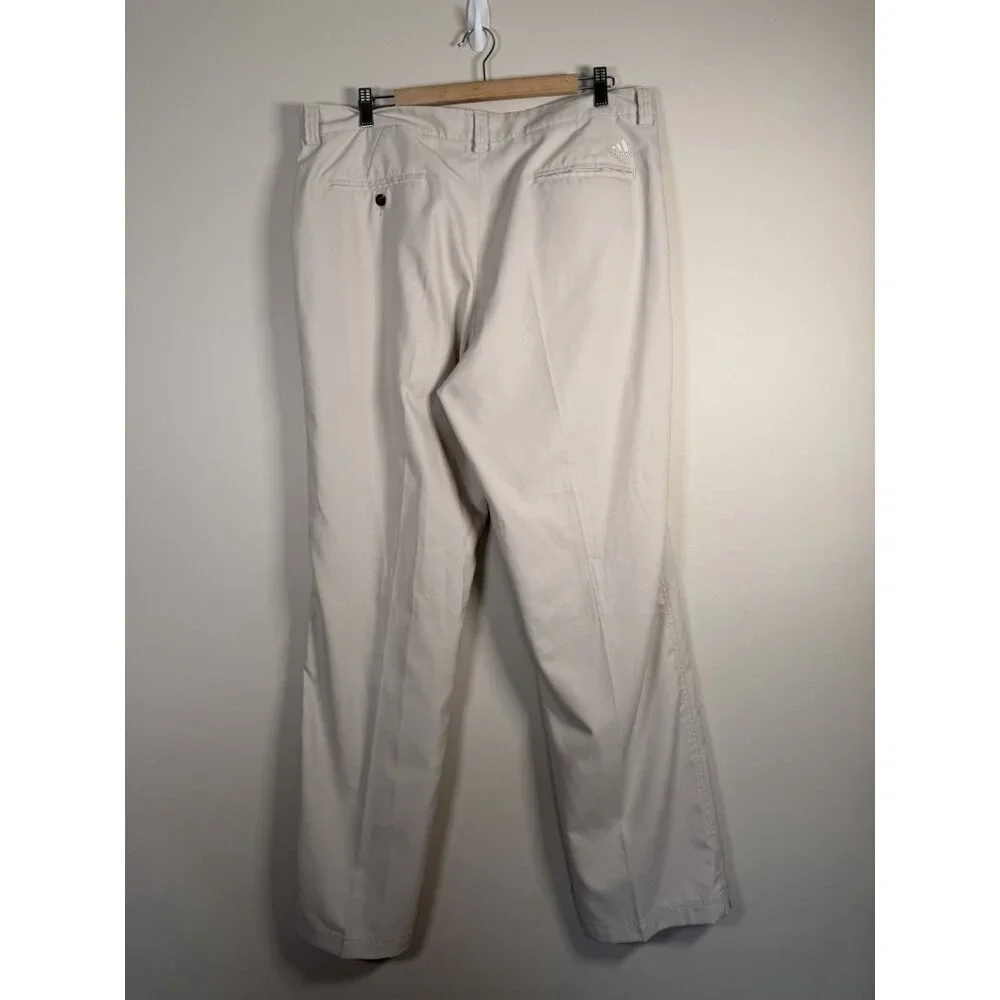 Adidas ClimaLite Golf Pants Men’s 38 X 34 Tan Khaki Stretch‎ Flat Front Light